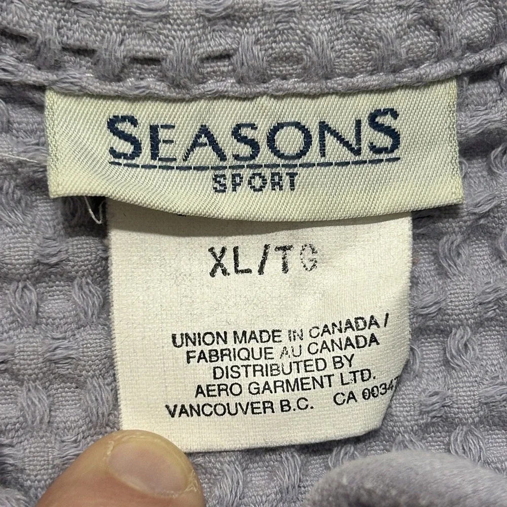 Seasons Sport Purple Button Up‎ Waffle Knit Union Made Canada Jacket Women's XL